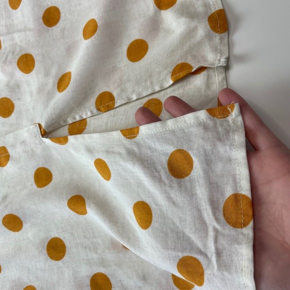 Monteau Polka Dot Linen Blend Button Front Midi Dress Ivory Orange Size M - Picture 7 of 9